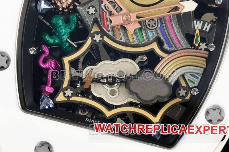 Richard Mille men's top-tier 1:1super smiley tourbillon white shell yellow leather strap model RM 88front live photo