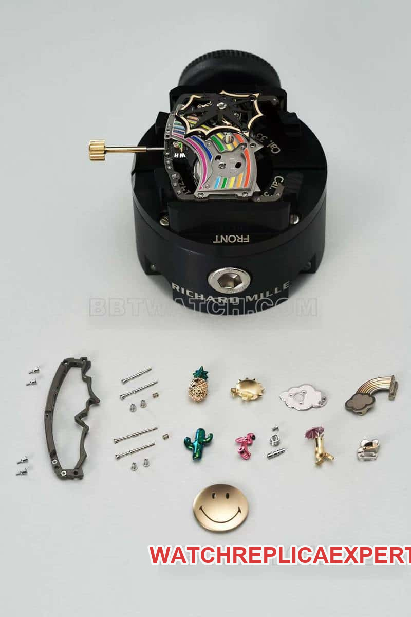 Richard Mille men's top-tier 1:1super smiley tourbillon white shell yellow leather strap model RM 88movementlive photos