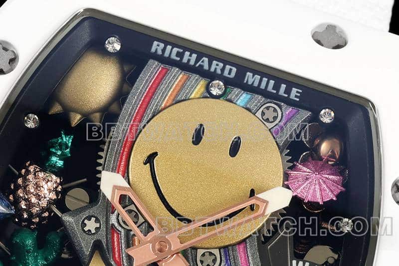 Richard Mille Men's Top Smiley Tourbillon White Case White Belt Model RM 88 Front Actual Photo