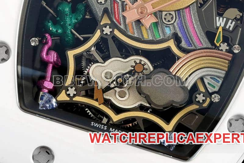 Richard Mille Men's Top Smiley Tourbillon White Case White Belt Model RM 88 Front Actual Photo