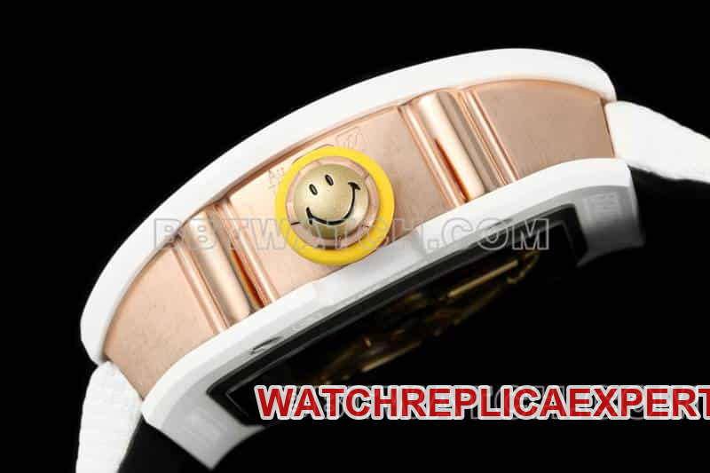 Richard Mille Men's Top Smiley Tourbillon White Case White Belt RM 88 Side view