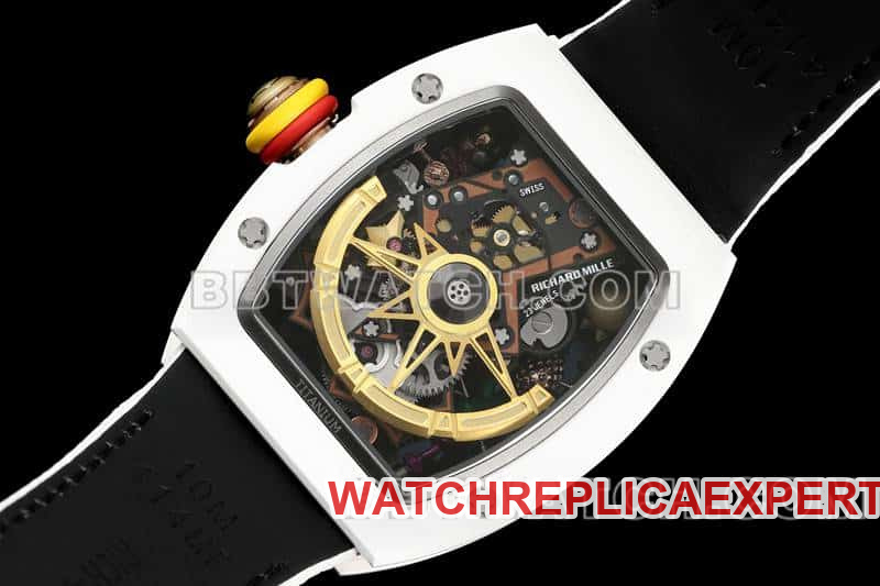 Richard Mille Men's Top Smiley Tourbillon White Case White Belt RM 88 Back Actual Photo