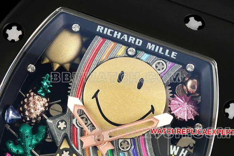 Richard Mille men's smiley tourbillon black shell black rubber RM 88front live photo