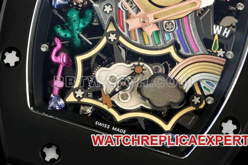 Richard Mille men's smiley tourbillon black shell black rubber RM 88front live photo