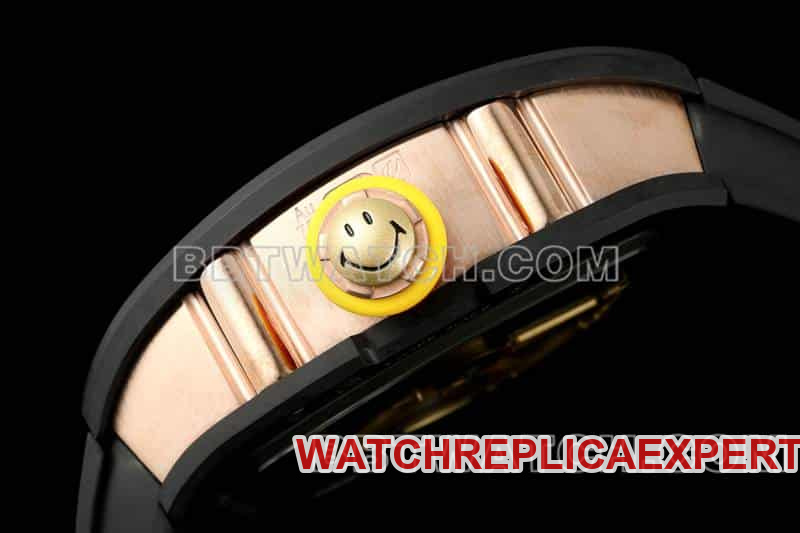 Richard Mille men's smiley tourbillon black shell black rubber RM 88side live photo