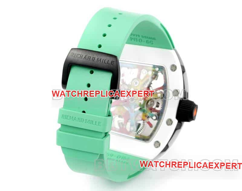 Richard Mille men's graffiti tourbillon green rubber RM 68-01braceletlive photos