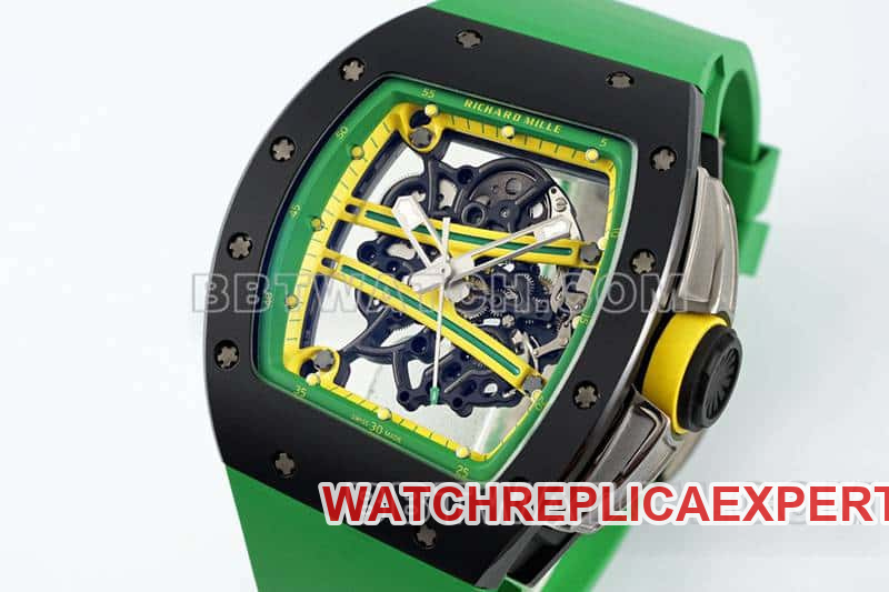 APS factory Richard Mille men's green rubber RM 61-01front live photo
