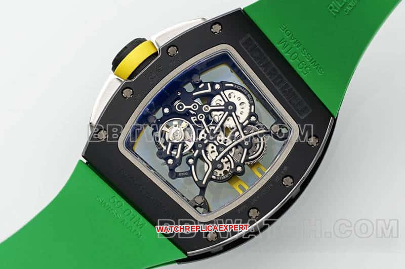 APS factory Richard Mille men's green rubber RM 61-01caseback live photo