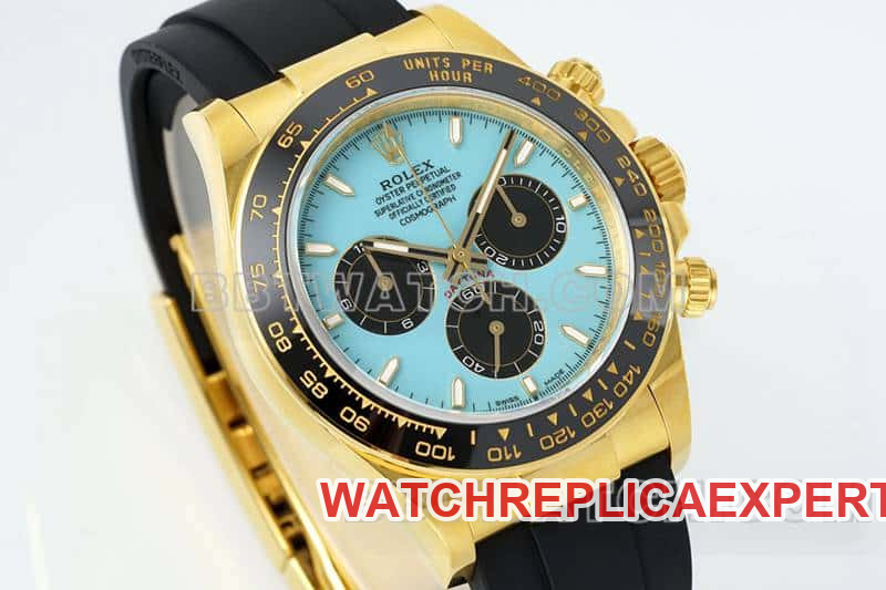 APS factory RolexDaytona1:1super cloneblue dialyellow gold shell rubber model 126518front live photo