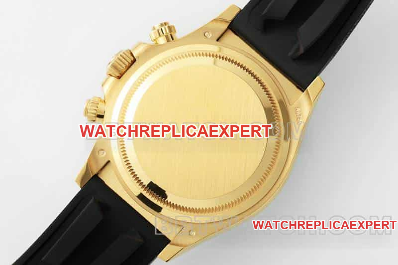 APS factory RolexDaytona1:1super cloneblue dialyellow gold shell rubber model 126518caseback live photo