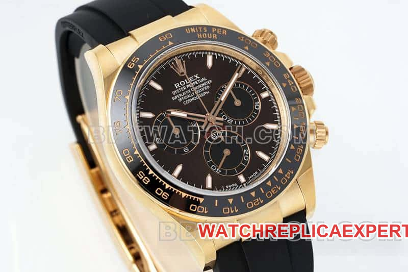 APS factory Rolex Daytona brown disk rose gold rubber model 116515 front live photo