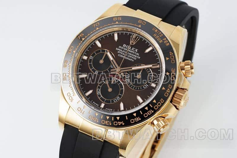 APS factory Rolex Daytona brown disk rose gold rubber model 116515 front live photo