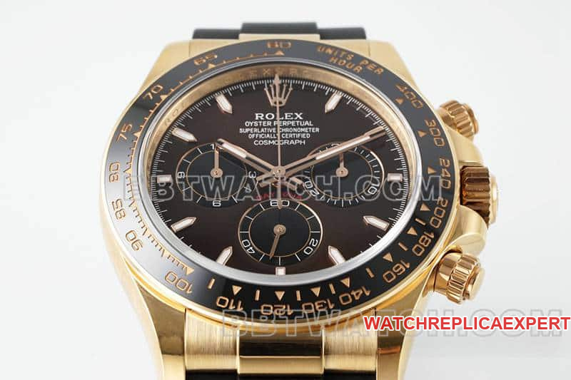 APS factory Rolex Daytona brown disk rose gold rubber model 116515 front live photo