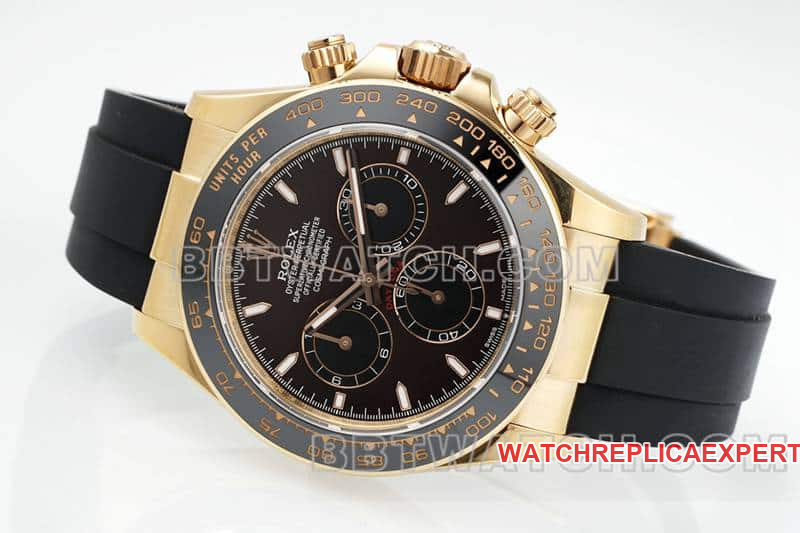 APS factory Rolex Daytona brown disk rose gold rubber model 116515 front live photo