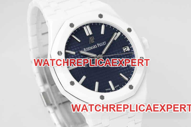 APS factory Audemars PiguetRoyal Oaktop-tier replicablue dial white ceramic15500front live photo
