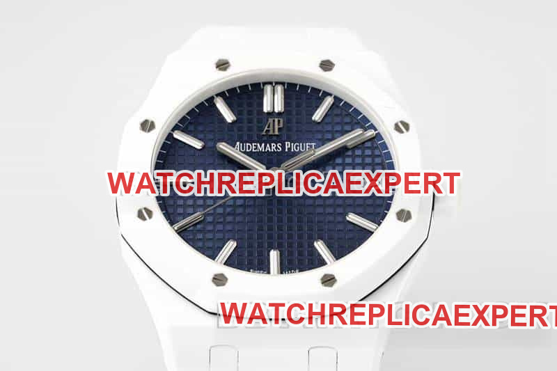 APS factory Audemars PiguetRoyal Oaktop-tier replicablue dial white ceramic15500front live photo