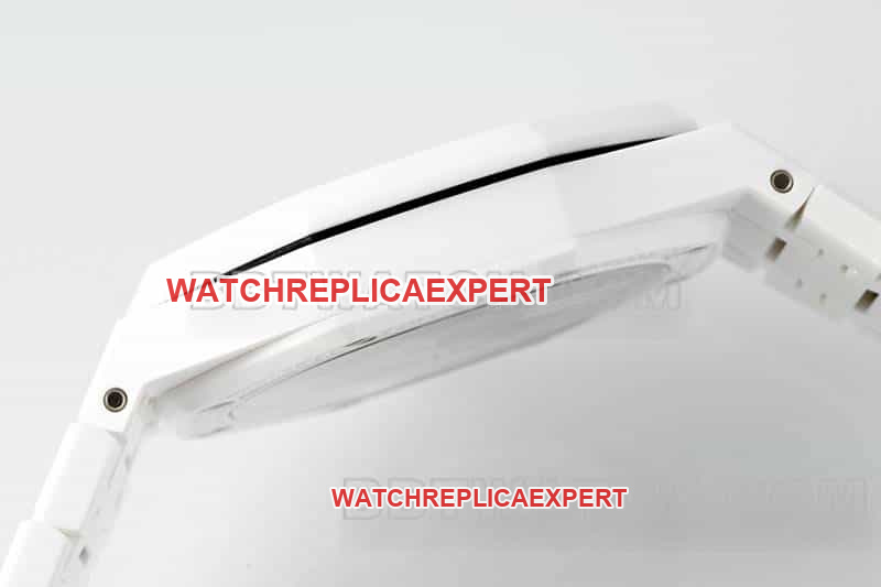 APS factory Audemars PiguetRoyal Oaktop-tier replicablue dial white ceramic15500side live photo