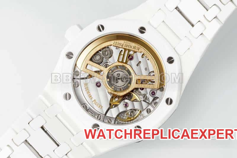 APS factory Audemars PiguetRoyal Oak1:1super cloneblack dial white ceramic15500caseback live photo