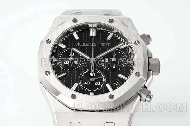 APS factory Audemars PiguetRoyal Oaksuper cloneblack dialchronograph26240front live photo