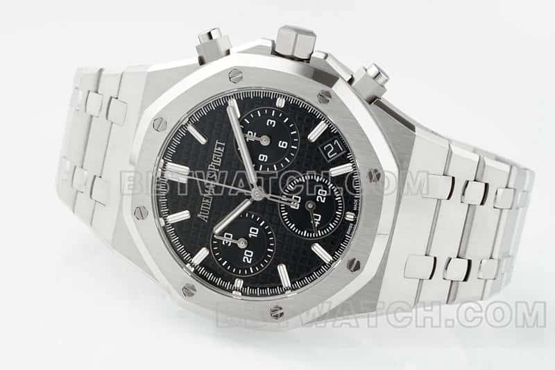 APS factory Audemars PiguetRoyal Oaksuper cloneblack dialchronograph26240front live photo