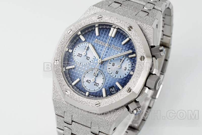 APS factory Audemars PiguetRoyal Oaktop-tier 1:1high-quality smoked blue dialchronograph frost gold 26240front live photo