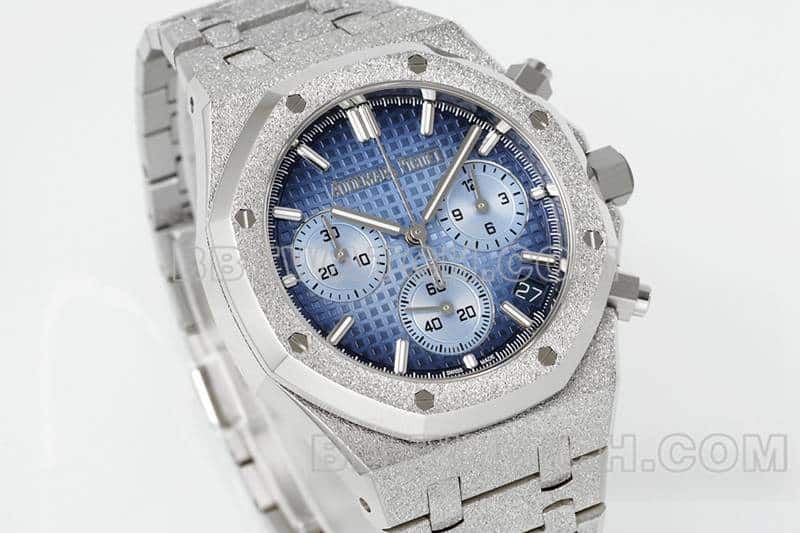 APS factory Audemars PiguetRoyal Oaktop-tier 1:1high-quality smoked blue dialchronograph frost gold 26240front live photo