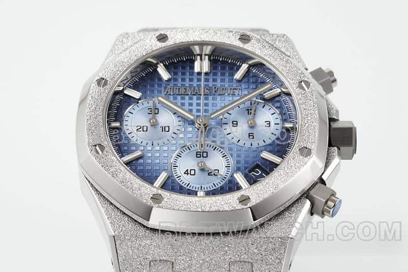 APS factory Audemars PiguetRoyal Oaktop-tier 1:1high-quality smoked blue dialchronograph frost gold 26240front live photo