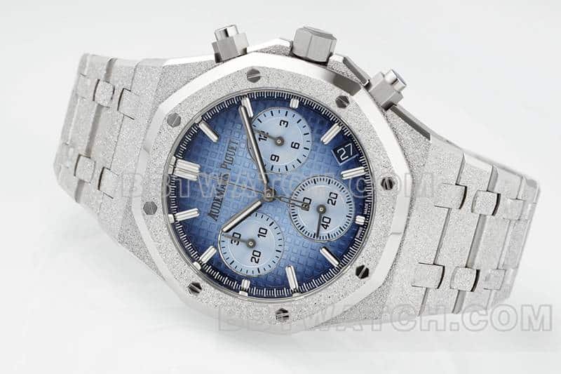 APS factory Audemars PiguetRoyal Oaktop-tier 1:1high-quality smoked blue dialchronograph frost gold 26240front live photo