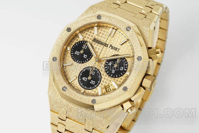 APS factory Audemars PiguetRoyal Oaktop-tier gold plate chronograph frost gold 26240front live photo
