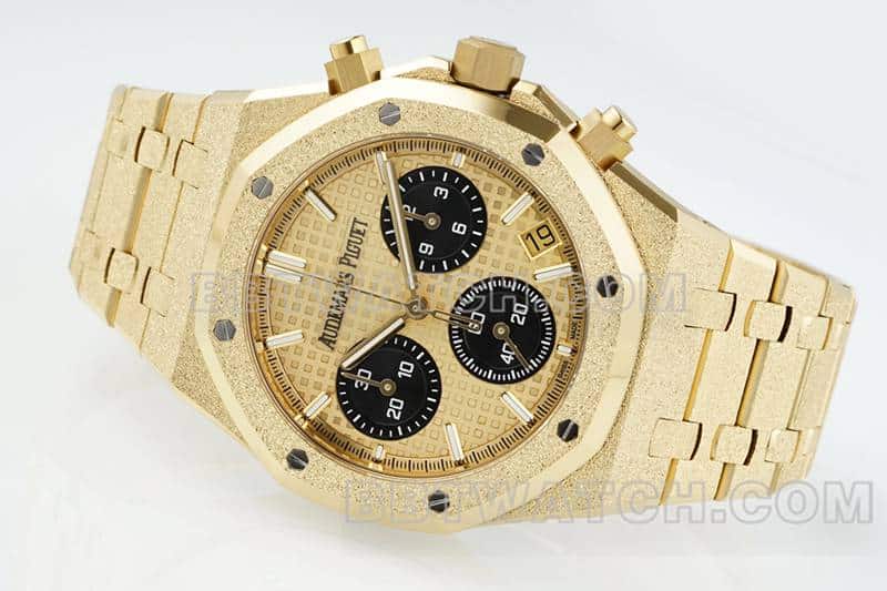 APS factory Audemars PiguetRoyal Oaktop-tier gold plate chronograph frost gold 26240front live photo
