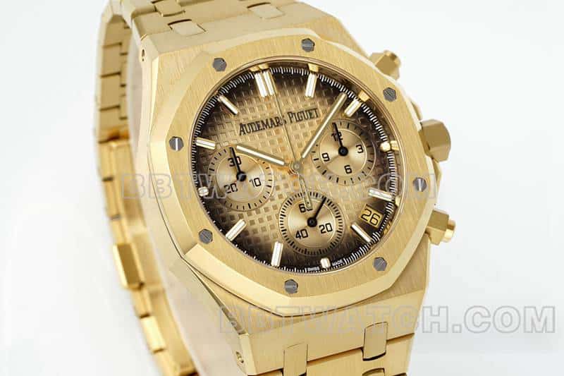 APS factory Audemars PiguetRoyal Oak1:1super smoked gold plate chronograph26240front live photo