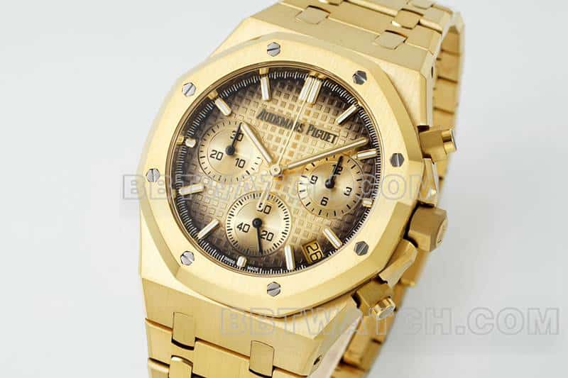 APS factory Audemars PiguetRoyal Oak1:1super smoked gold plate chronograph26240front live photo