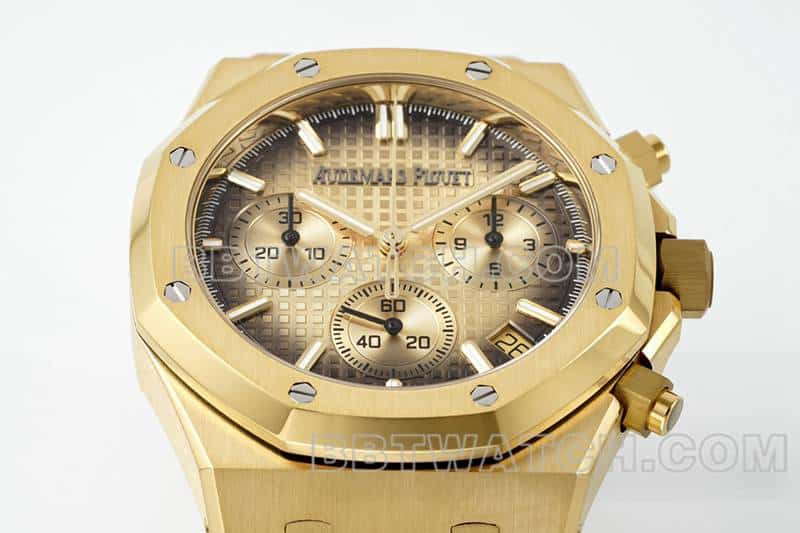 APS factory Audemars PiguetRoyal Oak1:1super smoked gold plate chronograph26240front live photo