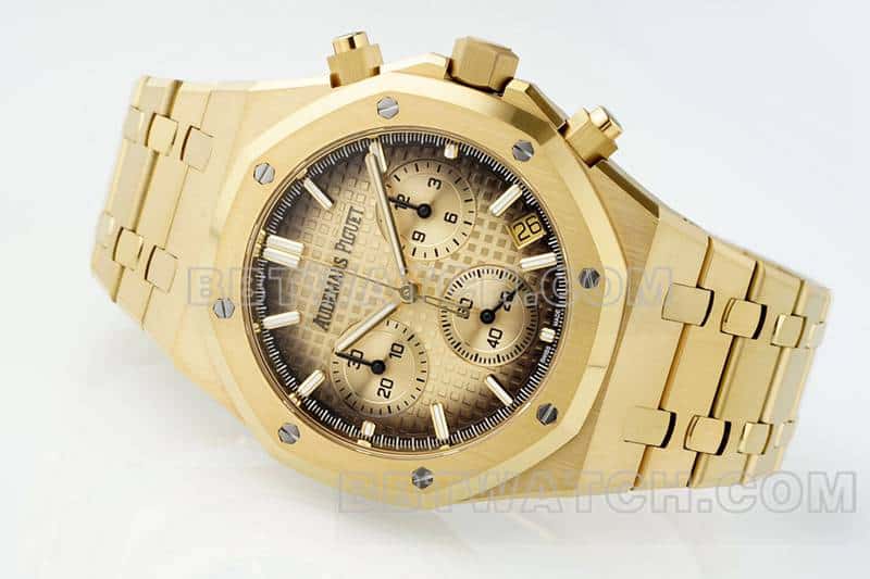 APS factory Audemars PiguetRoyal Oak1:1super smoked gold plate chronograph26240front live photo