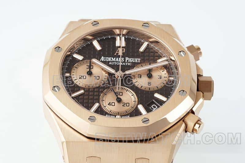APS factory Audemars PiguetRoyal Oak1:1super brown disk chronographrose gold26240front live photo