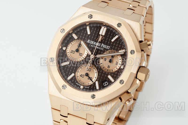 APS factory Audemars PiguetRoyal Oak1:1super brown disk chronographrose gold26240front live photo