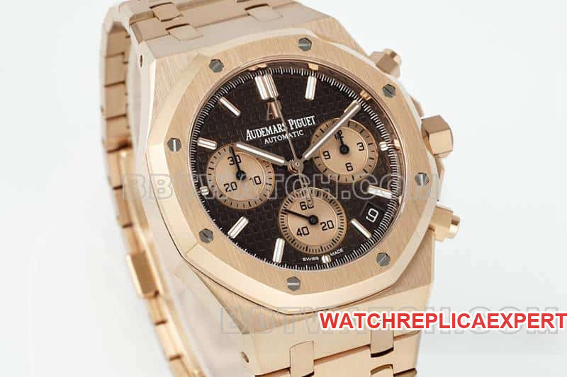 APS factory Audemars PiguetRoyal Oak1:1super brown disk chronographrose gold26240front live photo