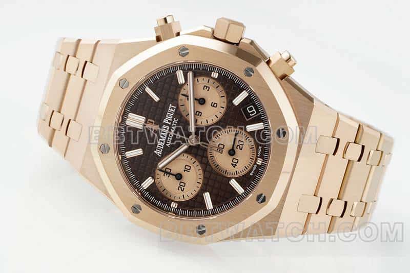 APS factory Audemars PiguetRoyal Oak1:1super brown disk chronographrose gold26240front live photo