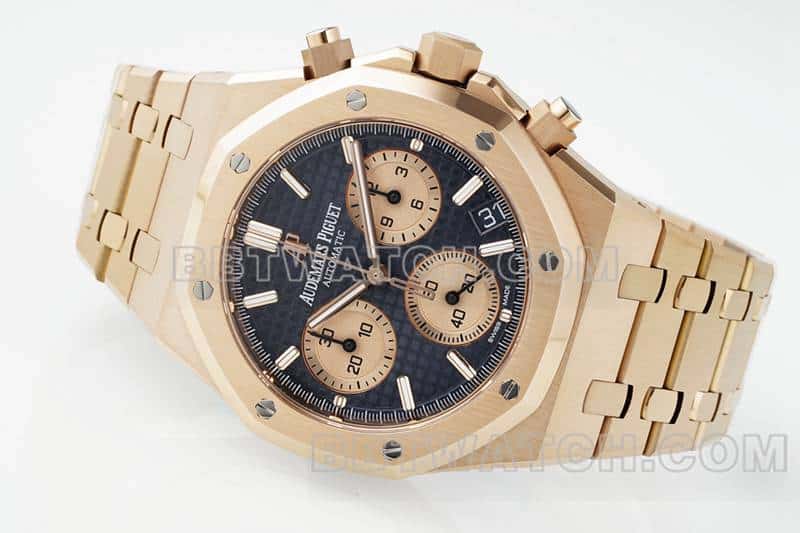 APS factoryAudemars PiguetRoyal Oaksuper cloneblue dialchronographrose gold26240front live photo