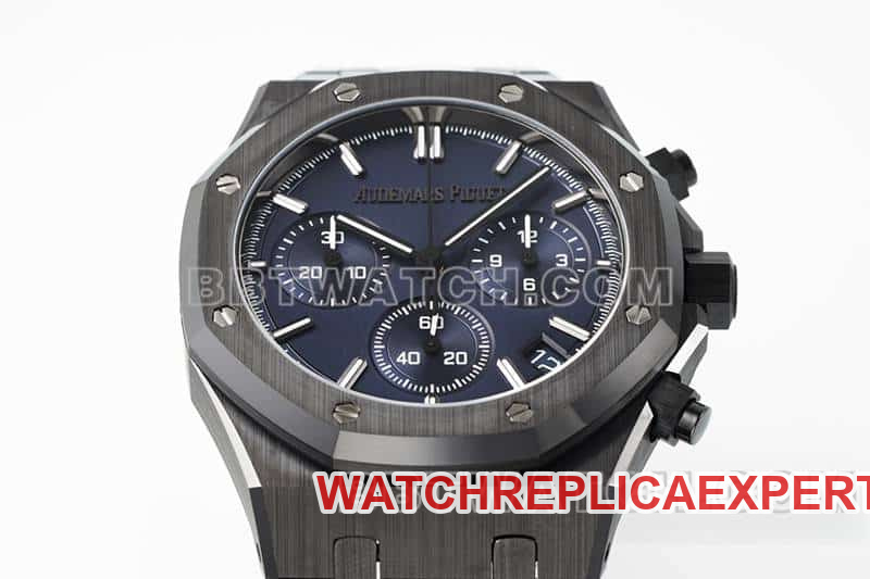 APS factory Audemars PiguetRoyal Oaksuper cloneblue dial black ceramic26240front live photo