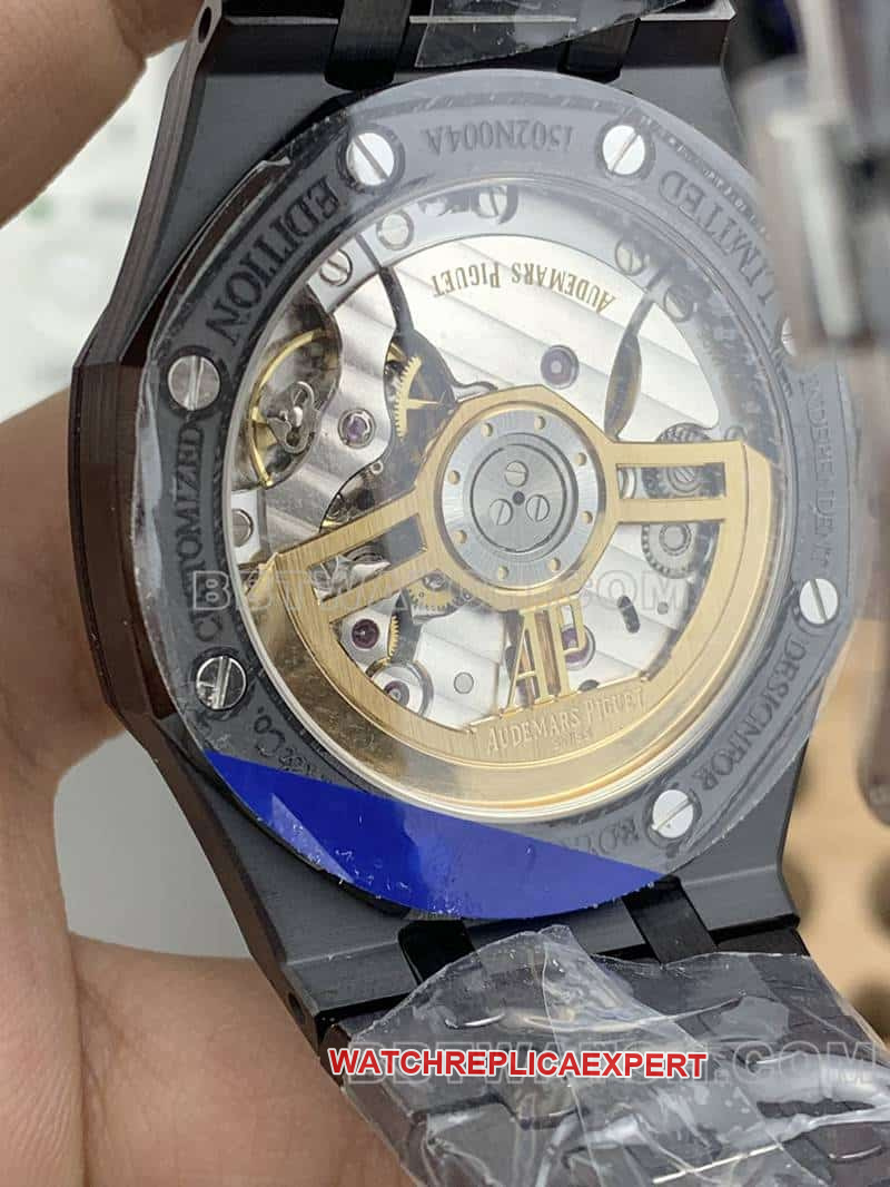 APS factory Audemars PiguetRoyal Oak1:1top-tier starry sky disk black ceramic15500caseback live photo