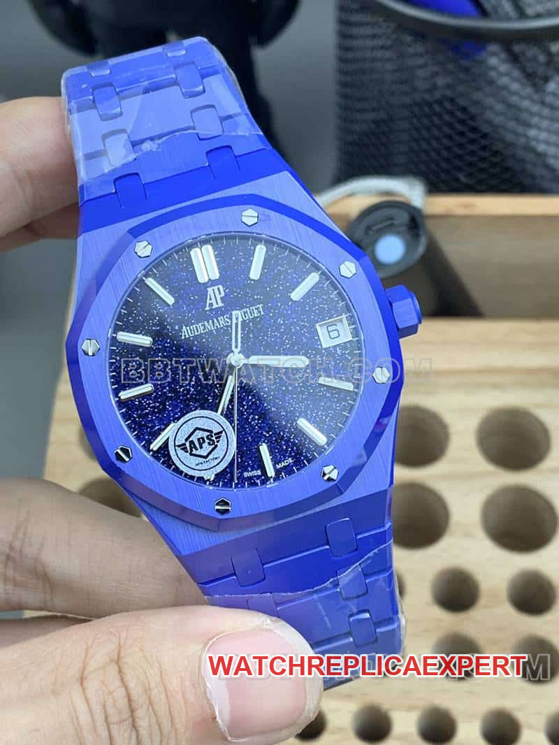 APS factory Audemars PiguetRoyal Oaktop-tier 1:1high-quality starry sky disk blue ceramic15500front live photo