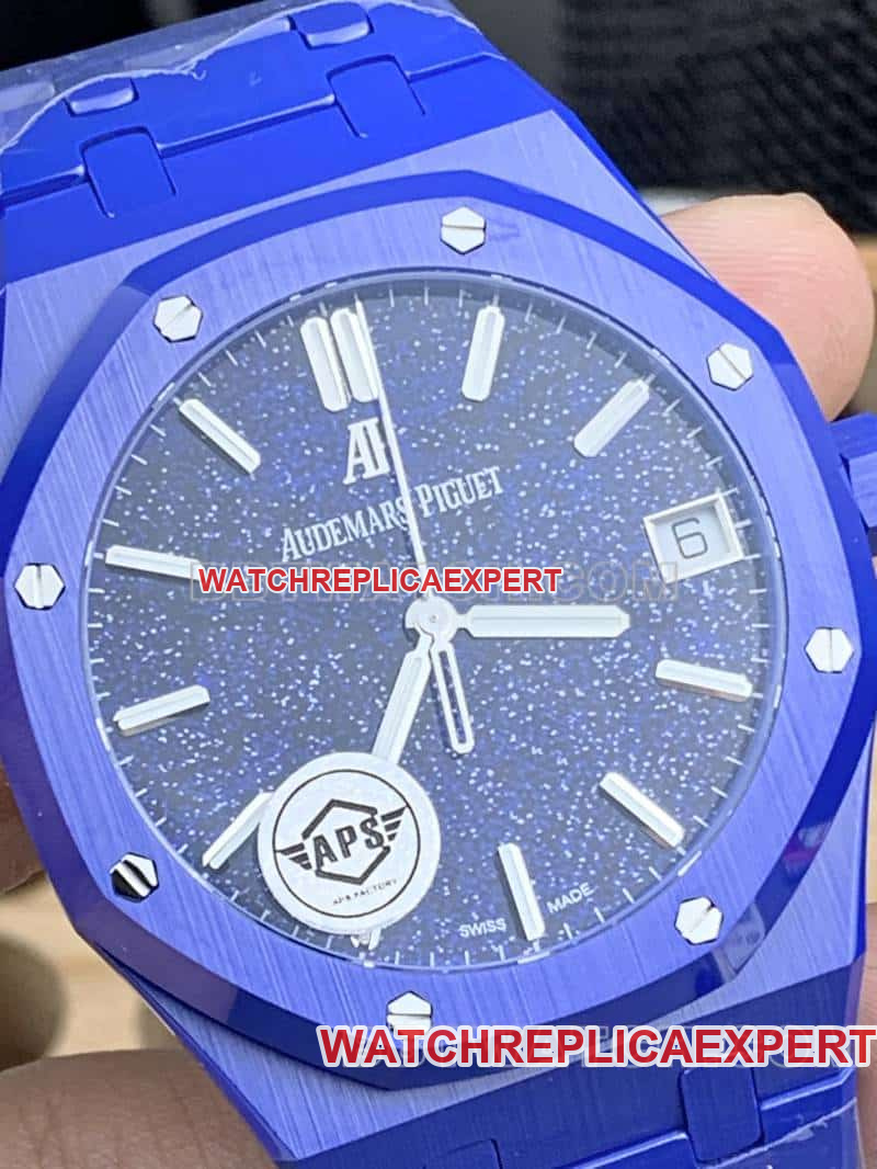 APS factory Audemars PiguetRoyal Oaktop-tier 1:1high-quality starry sky disk blue ceramic15500front live photo