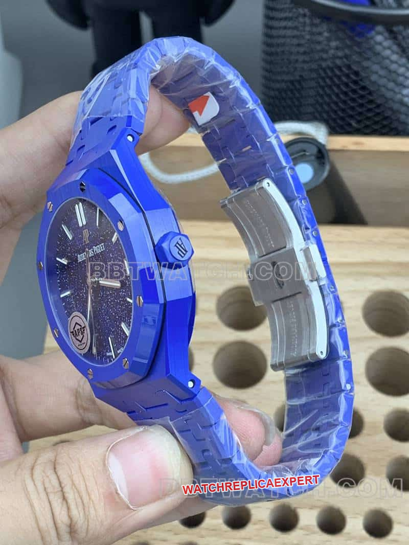 APS factory Audemars PiguetRoyal Oaktop-tier 1:1high-quality starry sky disk blue ceramic15500side live photo