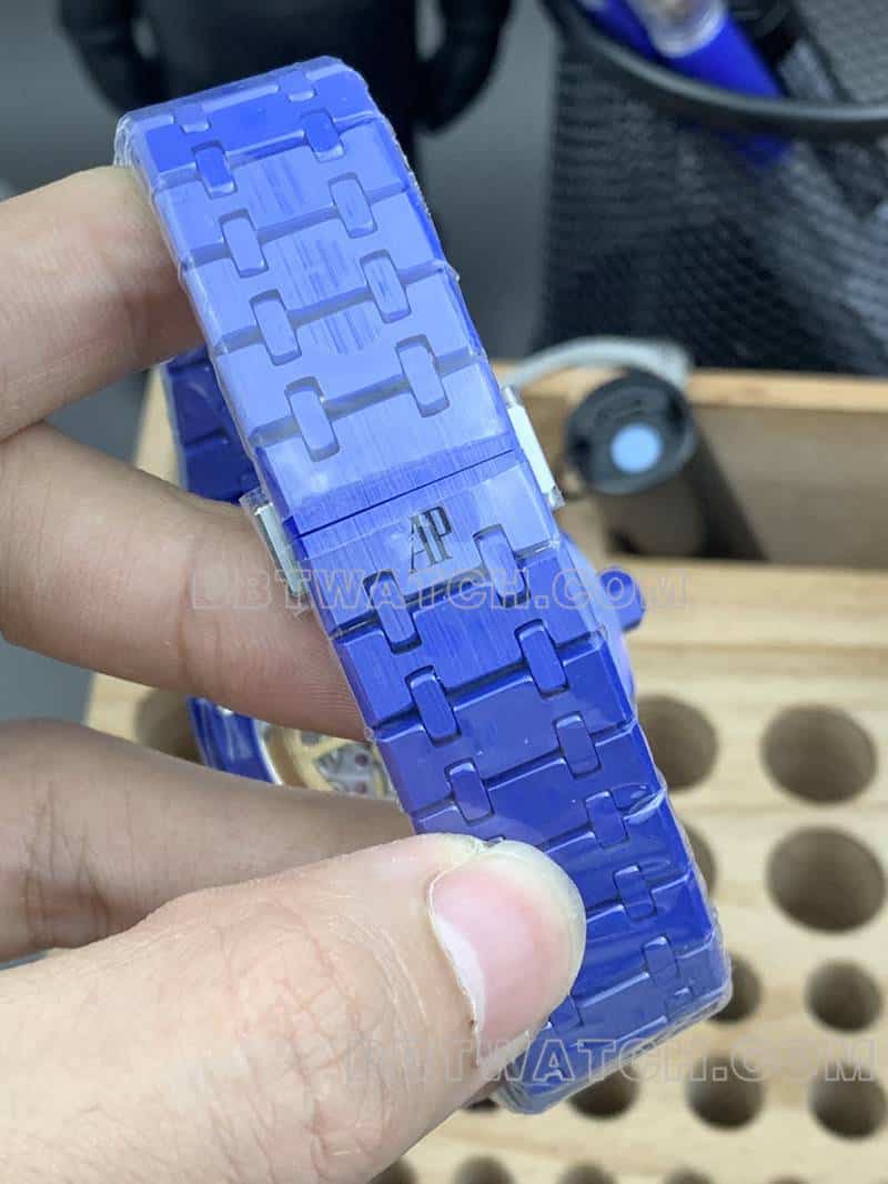 APS factory Audemars PiguetRoyal Oaktop-tier 1:1high-quality starry sky disk blue ceramic15500braceletlive photos