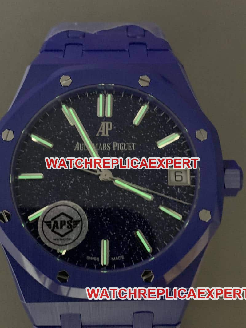 APS factory Audemars PiguetRoyal Oaktop-tier 1:1high-quality starry sky disk blue ceramic15500lumelive photos