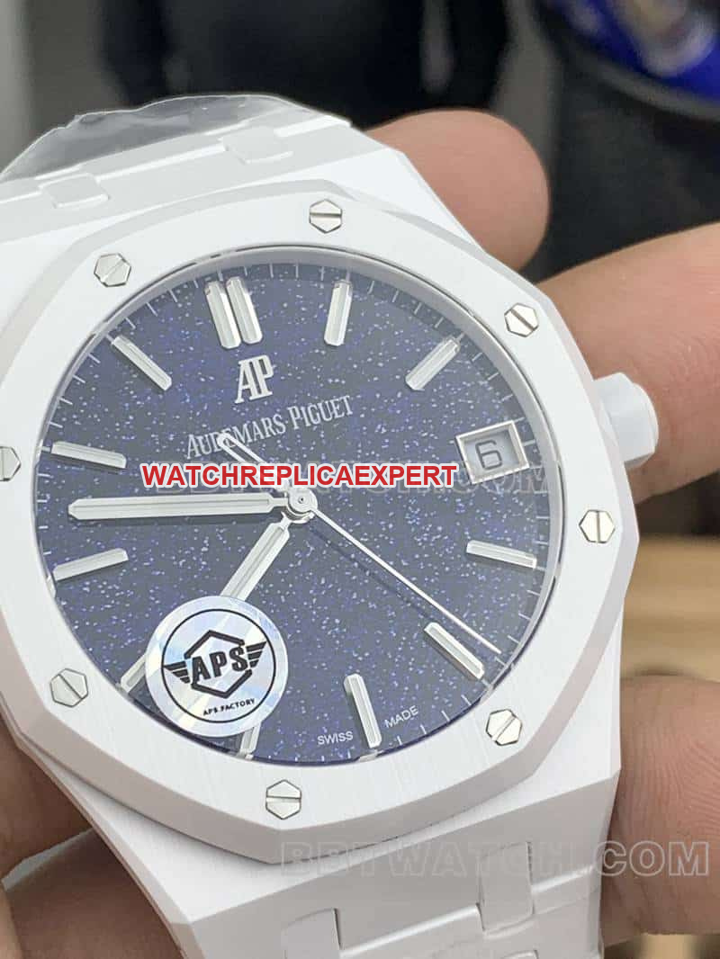 APS factory Audemars PiguetRoyal Oaktop-tier 1:1super starry sky disk white ceramic15500front live photo