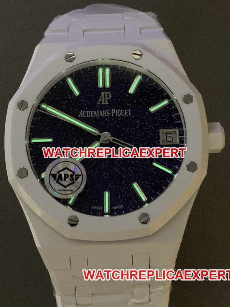 APS factory Audemars PiguetRoyal Oaktop-tier 1:1super starry sky disk white ceramic15500lumelive photos
