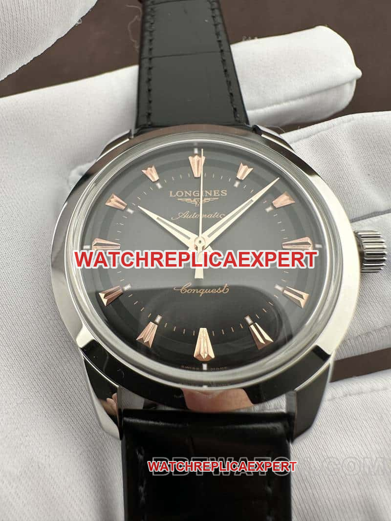 AF FactoryLongines Concas 1:1super cloneblack dialleather strap model L1.649.4.52.2front live photo