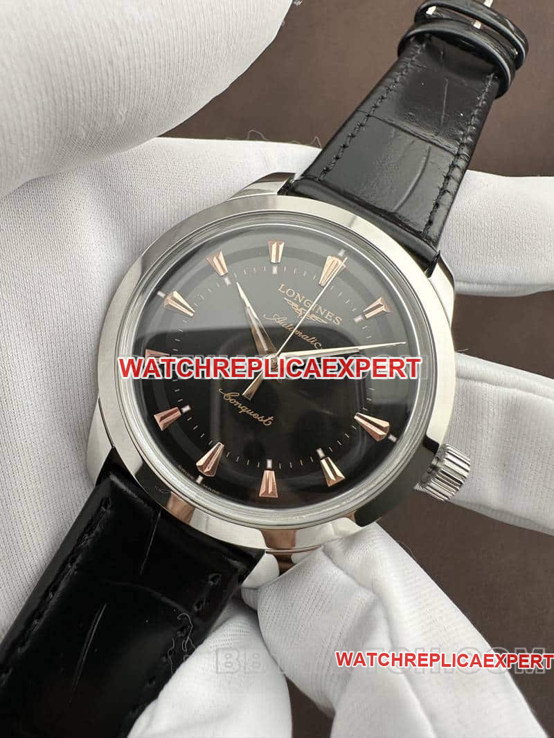 AF FactoryLongines Concas 1:1super cloneblack dialleather strap model L1.649.4.52.2front live photo